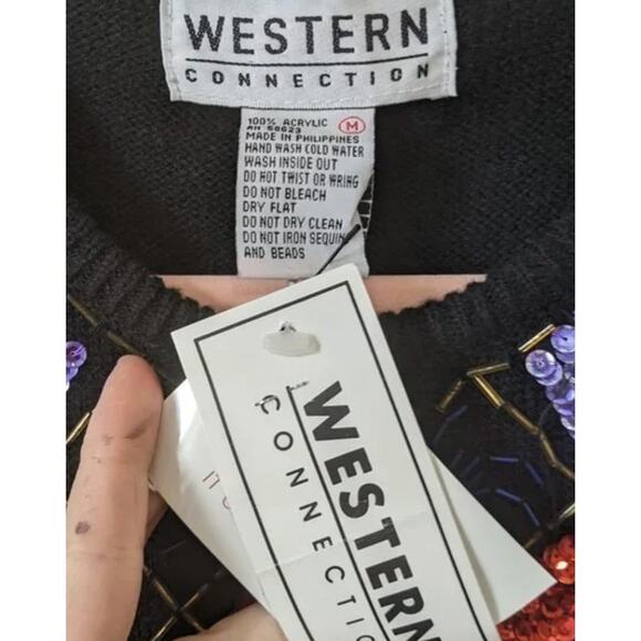 Vintage 80s Beaded Sequined Western Sweater - Picture 5 of 11